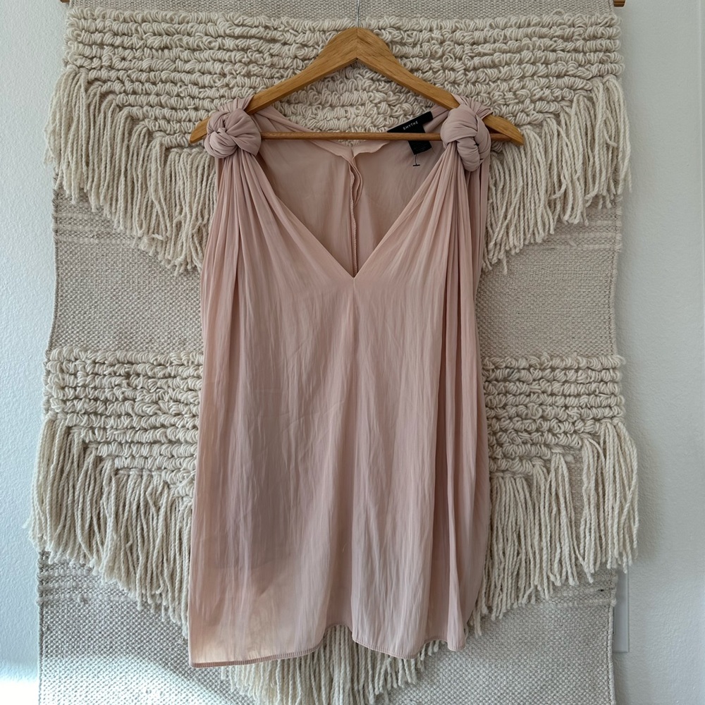Smythe Dusty Rose Knot-Shoulder V-Neck Sleeveless Top